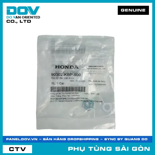 ĐAI ỐC ĐẶC BIỆT 6MM | HONDA PARTS CODE 90302KBP900 — 90302KBP900