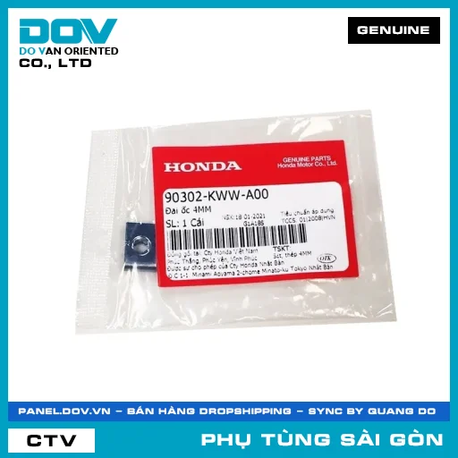ĐAI ỐC 4MM | HONDA PARTS CODE 90302KWWA00 — 90302KWWA00