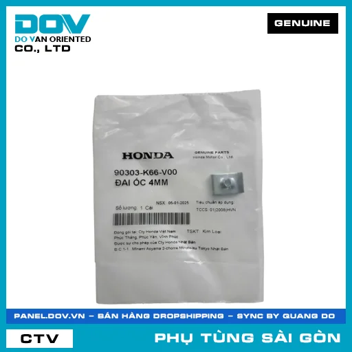 ĐAI ỐC 4MM | HONDA PARTS CODE 90303K66V00 — 90303K66V00
