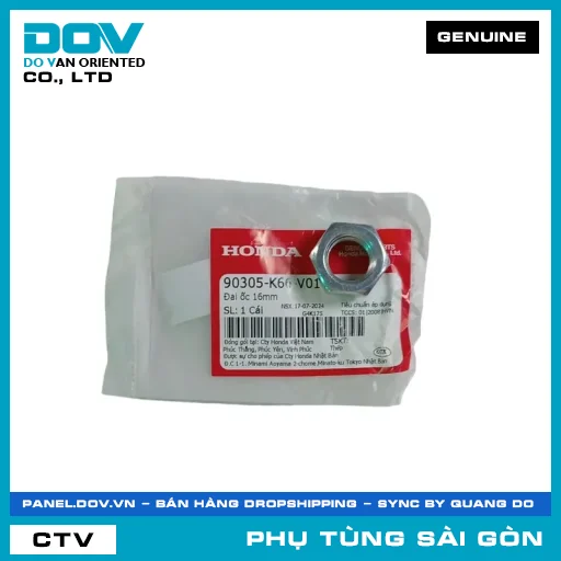 ĐAI ỐC 16MM | HONDA PARTS CODE 90305K66V01 — 90305K66V01
