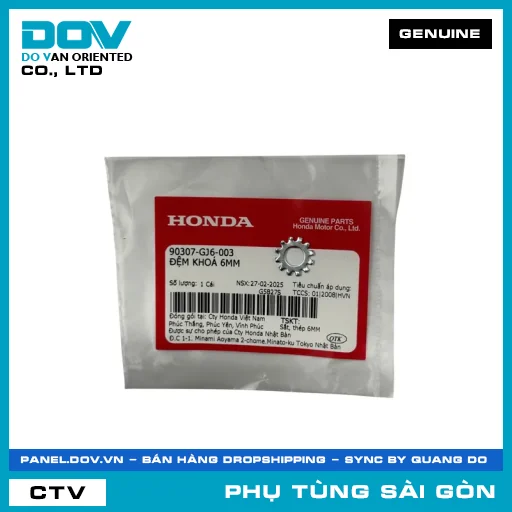 ĐỆM KHOÁ 6MM | HONDA PARTS CODE 90307GJ6003 — 90307GJ6003
