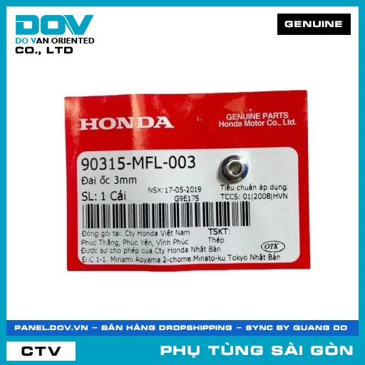 ĐAI ỐC 3MM | HONDA PARTS CODE 90315MFL003 — 90315MFL003