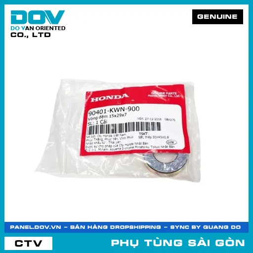 LONG ĐỀN 15X29X7 | HONDA PARTS CODE 90401KWN900 — 90401KWN900