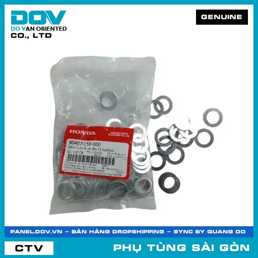 ĐỆM NHÔM ỐC XẢ NHỚT 12,5X20MM | HONDA PARTS CODE 90407259000 — 90407259000