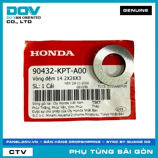 LONG ĐỀN 14.2X26X3 | HONDA PARTS CODE 90432KPTA00 — 90432KPTA00