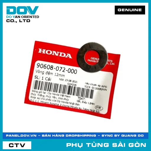 LONG ĐỀN 12MM | HONDA PARTS CODE 90608072000 — 90608072000