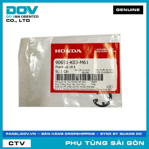 PHANH CÀI 18.8 | HONDA PARTS CODE 90651K03M61 — 90651K03M61