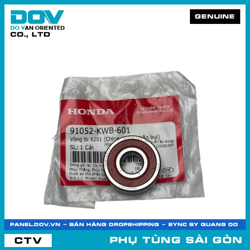 VÒNG BI 6201 (1 MẶT CHẮN BỤI) | HONDA PARTS CODE 91052KWB601 — 91052KWB601