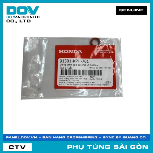 VÒNG ĐỆM CAO SU CHỮ O 7.3X2.2 | HONDA PARTS CODE 91301KPH701 — 91301KPH701