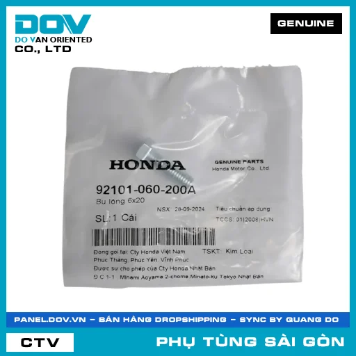 BU LÔNG 6X20 | HONDA PARTS CODE 92101060200A — 92101060200A