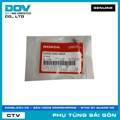 VÍT 4X16 | HONDA PARTS CODE 93500040060A — 93500040060A