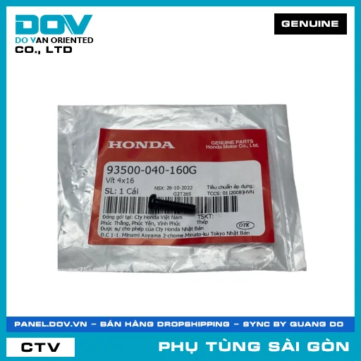 VÍT 4X16 | HONDA PARTS CODE 93500040160G — 93500040160G