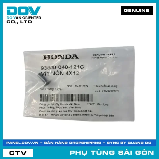 VÍT NÓN 4X12 | HONDA PARTS CODE 93600040121G — 93600040121G