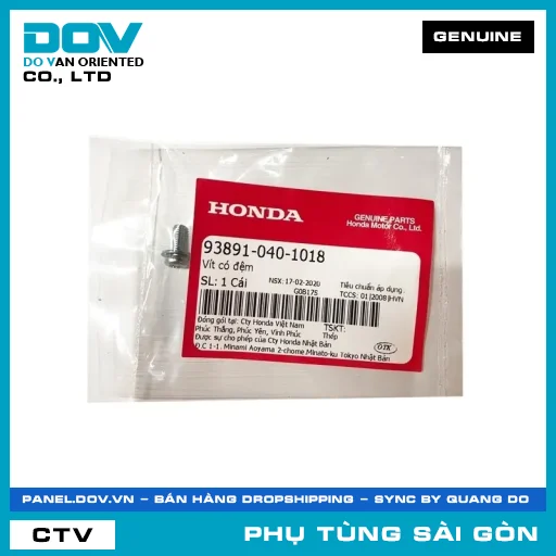 VÍT CÓ ĐỆM | HONDA PARTS CODE 938910401018 — 938910401018