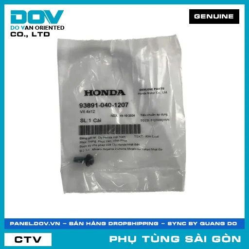 VÍT 4X12 | HONDA PARTS CODE 938910401207 — 938910401207