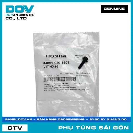 VÍT 4X16 | HONDA PARTS CODE 938910401607 — 938910401607