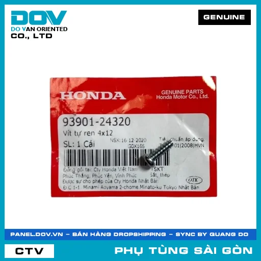 VÍT TỰ REN 4X12 | HONDA PARTS CODE 9390124320 — 9390124320