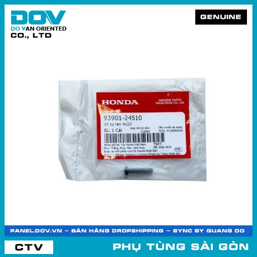 VÍT TỰ REN 4X20 | HONDA PARTS CODE 9390124510 — 9390124510