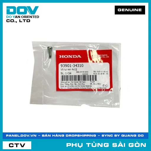 VÍT TỰ REN 4X12 | HONDA PARTS CODE 9390134310 — 9390134310