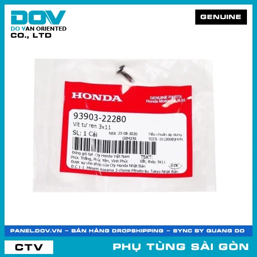 VÍT TỰ REN 3X11 | HONDA PARTS CODE 9390322280 — 9390322280
