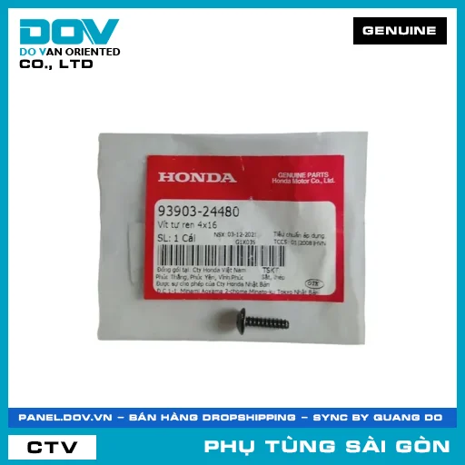 VÍT TỰ REN 4X16 | HONDA PARTS CODE 9390324480 — 9390324480