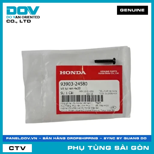 VÍT TỰ REN 4X20 | HONDA PARTS CODE 9390324580 — 9390324580