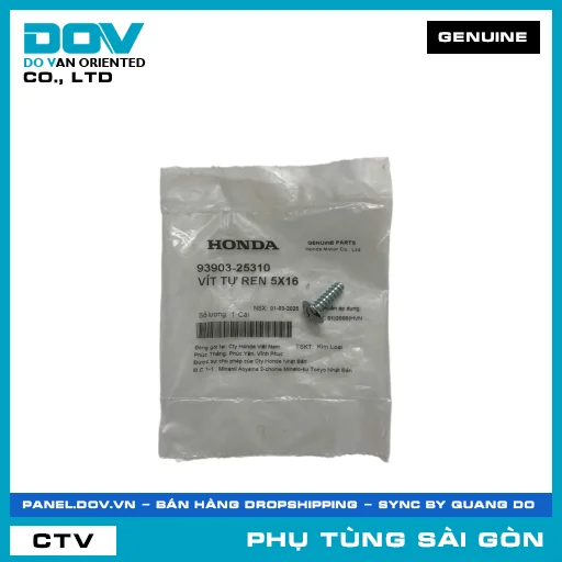 VÍT TỰ REN 5X16 | HONDA PARTS CODE 9390325310 — 9390325310