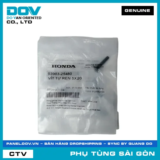 VÍT TỰ REN 5X20 | HONDA PARTS CODE 9390325480 — 9390325480