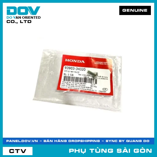 VÍT TỰ REN 4X12 | HONDA PARTS CODE 9390334320 — 9390334320