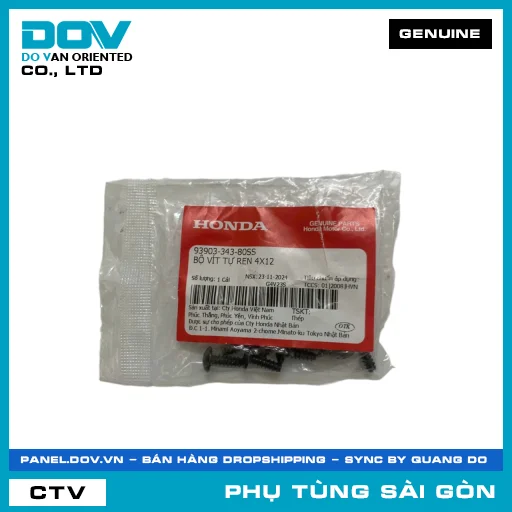 BỘ VÍT TỰ REN 4X12 | HONDA PARTS CODE 9390334380SS — 9390334380SS