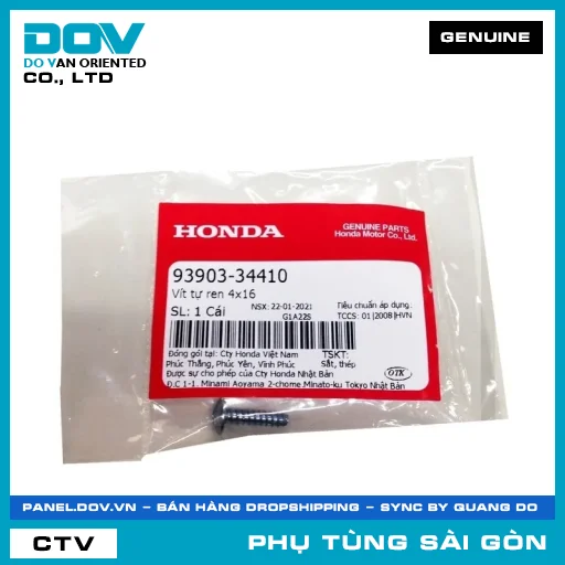 VÍT TỰ REN 4X16 | HONDA PARTS CODE 9390334410 — 9390334410