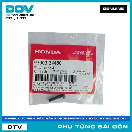 VÍT TỰ REN 4X16 | HONDA PARTS CODE 9390334480 — 9390334480