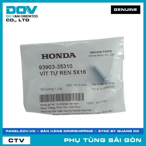 VÍT TỰ REN 5X16 | HONDA PARTS CODE 9390335310 — 9390335310