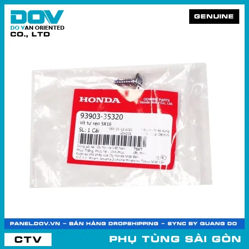 VÍT TỰ REN 5X16 | HONDA PARTS CODE 9390335320 — 9390335320