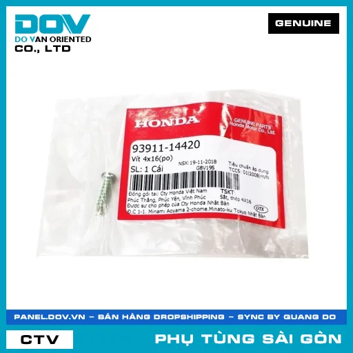 VÍT 4X16(PO) | HONDA PARTS CODE 9391114420 — 9391114420