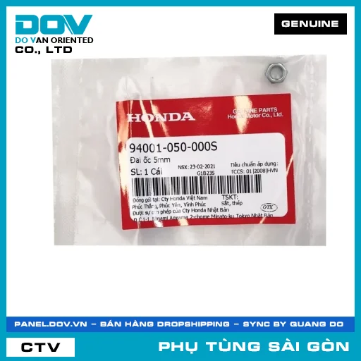 ĐAI ỐC 5MM | HONDA PARTS CODE 94001050000S — 94001050000S