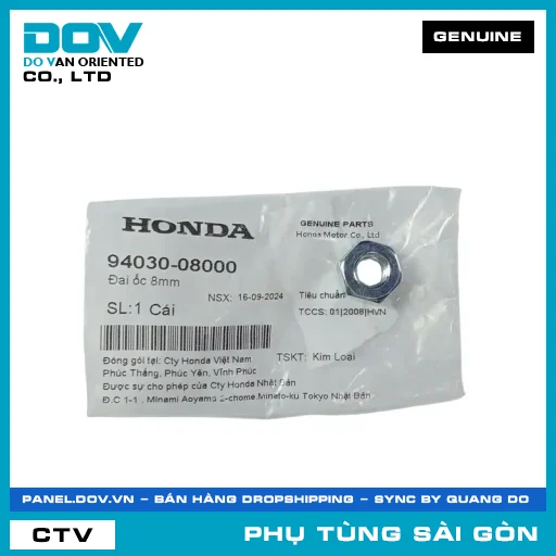 ĐAI ỐC 8MM | HONDA PARTS CODE 9403008000 — 9403008000