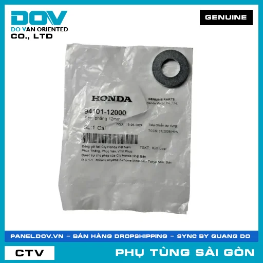 ĐỆM PHẲNG 12MM | HONDA PARTS CODE 9410112000 — 9410112000