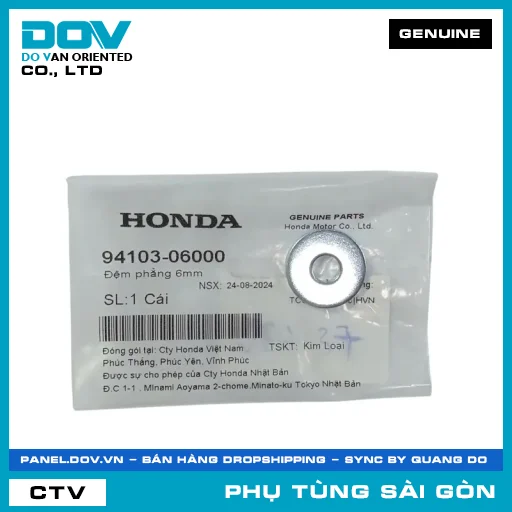 ĐỆM PHẲNG 6MM | HONDA PARTS CODE 9410306000 — 9410306000