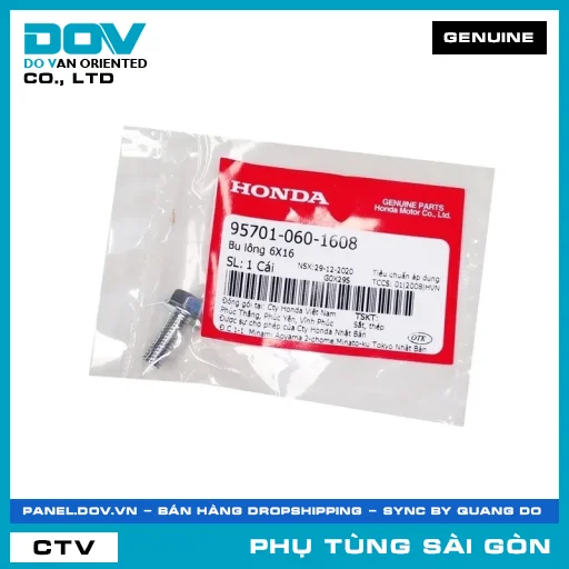 BU LÔNG 6X16 | HONDA PARTS CODE 957010601608 — 957010601608