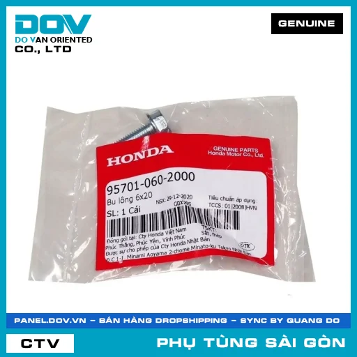 BU LÔNG 6X20 | HONDA PARTS CODE 957010602000 — 957010602000