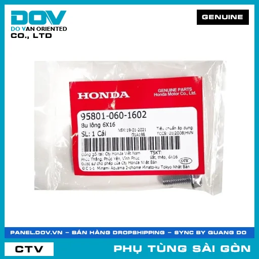 BU LÔNG 6X16 | HONDA PARTS CODE 958010601602 — 958010601602