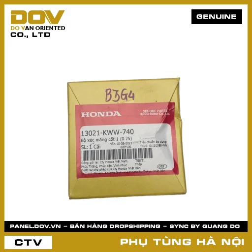 MÃ PHỤ TÙNG : 13021KWW740 BỘ XÉC MĂNG CỐT 1 (0.25) — 13021KWW740