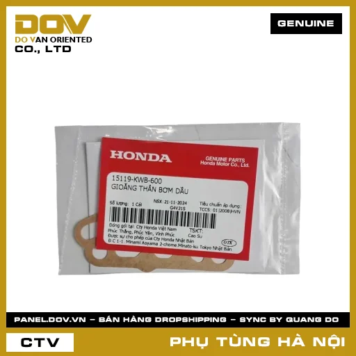 MÃ PHỤ TÙNG : 15119KWB600 GIOĂNG THÂN BƠM DẦU — 15119KWB600
