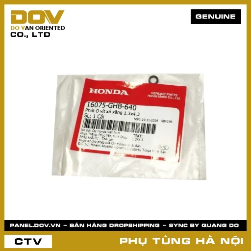 MÃ PHỤ TÙNG : 16075GHB640 PHỚT O VÍT XẢ XĂNG 1.3X4.3 — 16075GHB640