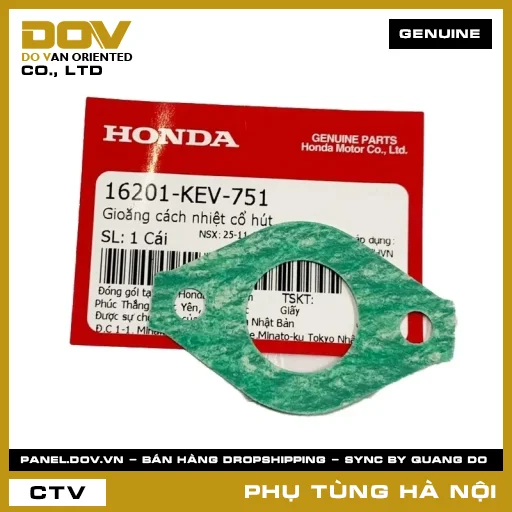 MÃ PHỤ TÙNG : 16201KEV751 GIOĂNG CÁCH NHIỆT CỔ HÚT — 16201KEV751