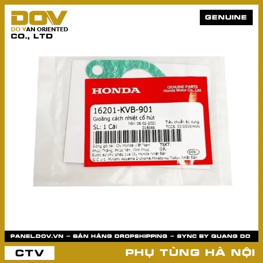 MÃ PHỤ TÙNG : 16201KVB901 GIOĂNG CÁCH NHIỆT CỔ HÚT — 16201KVB901