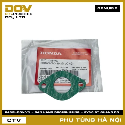 MÃ PHỤ TÙNG : 16201KWB921 GIOĂNG CÁCH NHIỆT CỔ HÚT — 16201KWB921