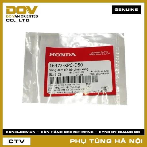 MÃ PHỤ TÙNG : 16472KPCD50 VÒNG ĐÊM KÍN BỘ PHUN XĂNG — 16472KPCD50
