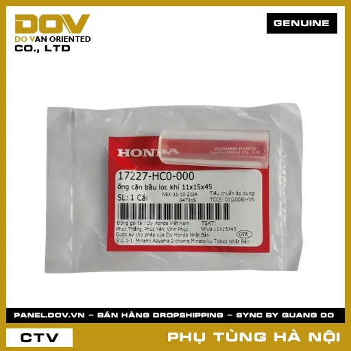 MÃ PHỤ TÙNG : 17227HC0000 ỐNG CẶN BẦU LỌC GIÓ 11X15X45 — 17227HC0000